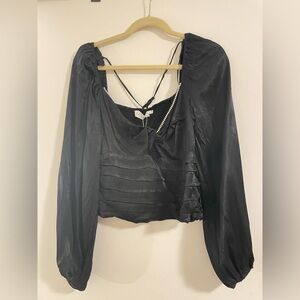 Astr Black Satin Blouse